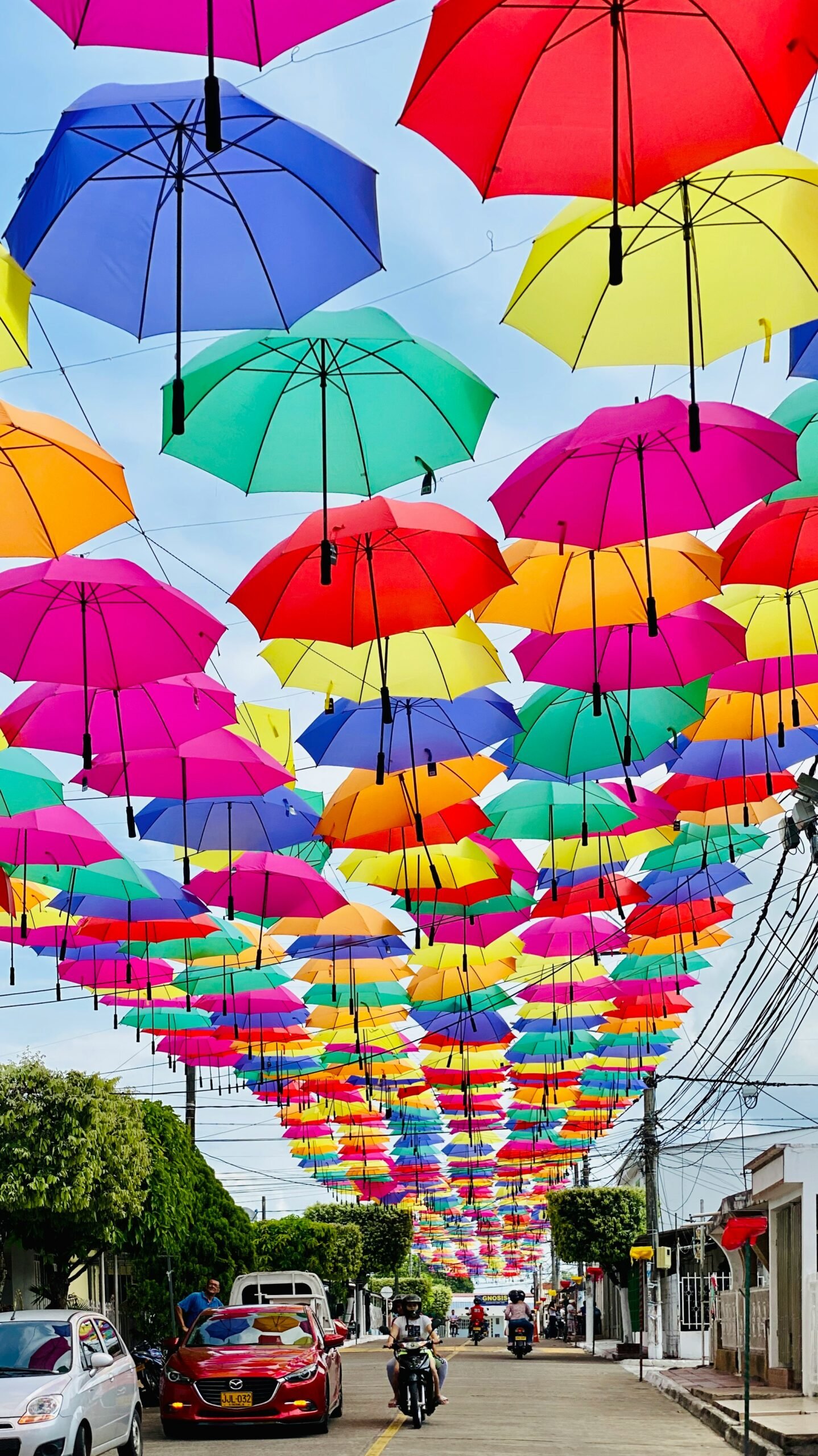 multi colored umbrella umbrella
